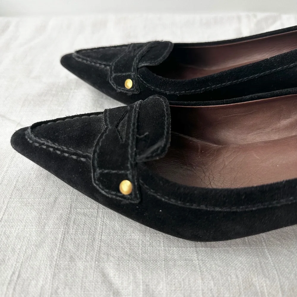 The Original Car Shoe Suede Kitten Heel‎ Pumps Pointed Toe  Black 36.5